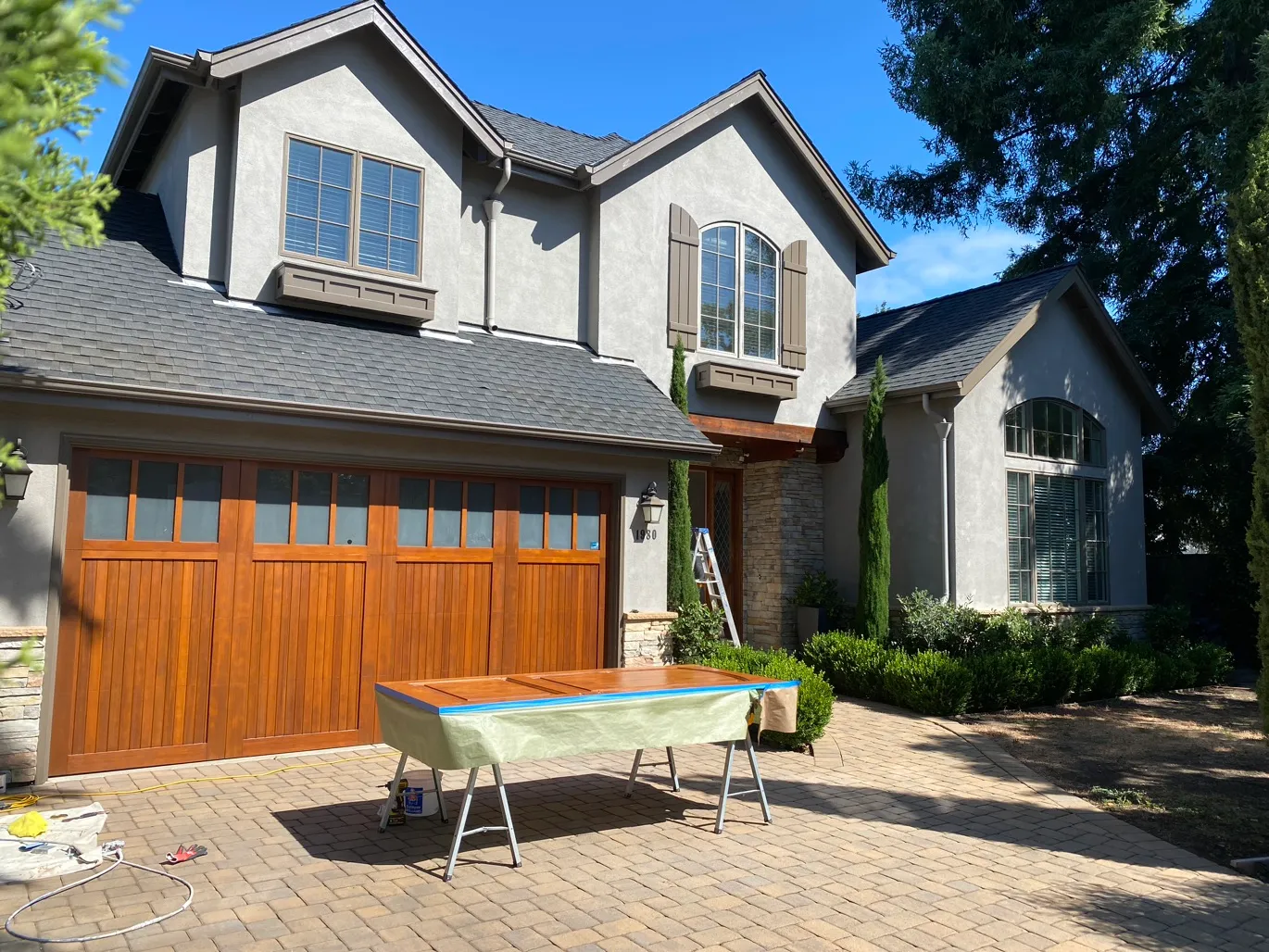 Garage door staining, Peninsula home