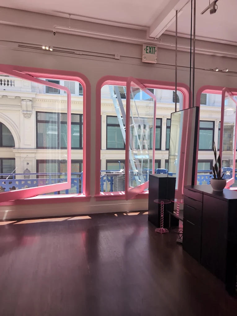 Salon window frames, Sanctuary Salon, San Francisco